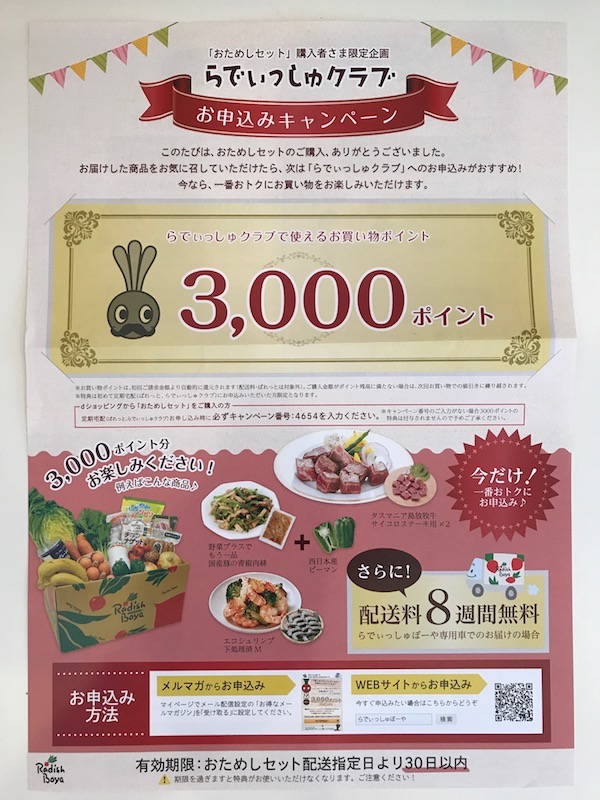 らでぃっしゅお申込みキャンペーン